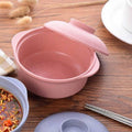Pink microwave ramen bowl with lid, portable noodle cooker, cute toy for pretend play, designed for kids by Everything Baby