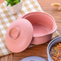 Pink microwave ramen bowl with lid, designed for pretend play, featuring a cute noodle mug style for kids' toy kitchen fun.