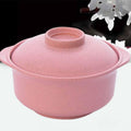 Pink microwave ramen bowl with lid, kids' pretend play noodle bowl from Everything Baby, designed for fun cooking and soup play.
