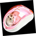 Hamster sand bathroom with large shrimp dish, including dust bath and basking platform, designed for small pet play and hygiene.