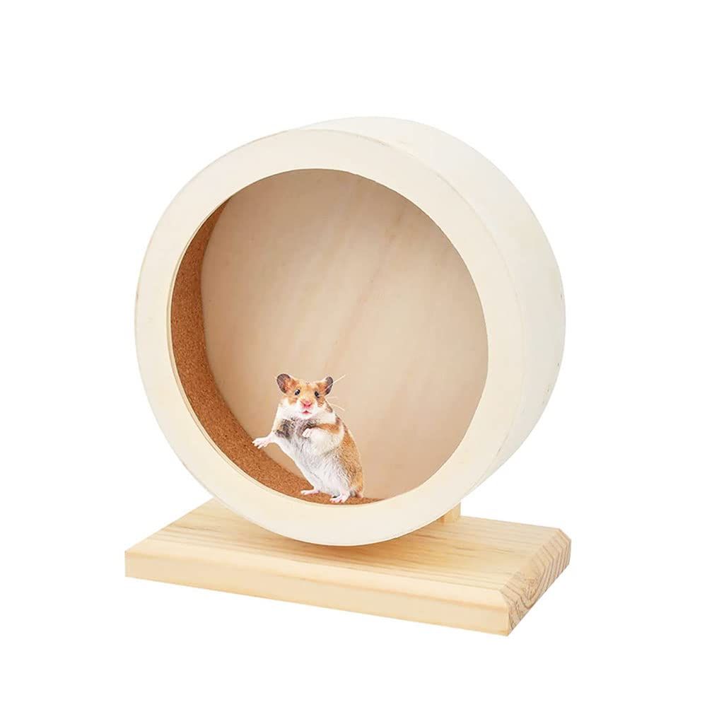 Small pet exercise wheel for hamsters, gerbils, mice, and guinea pigs; quiet running spinner toy for small pets.