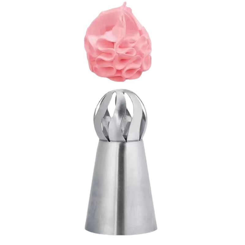 Set of three Russian piping tips for cake and cupcake decorating, featuring flower designs for baking and frosting embellishments.