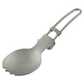 Ultralight titanium camping spoon with folding fork, compact outdoor utensil set for camping and outdoor activities