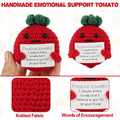 Cute 3-inch crochet tomato doll by Everything Baby, perfect for kids' play, cheer-up gifts, and party decorations.