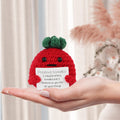 Cute 3-inch crochet tomato doll by Everything Baby, perfect as a cheerful gift or playful party decoration for kids.