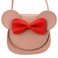 Cute little girl's shoulder purse with cartoon mouse ears, bowknot design, made of PU, perfect for kids' accessories.