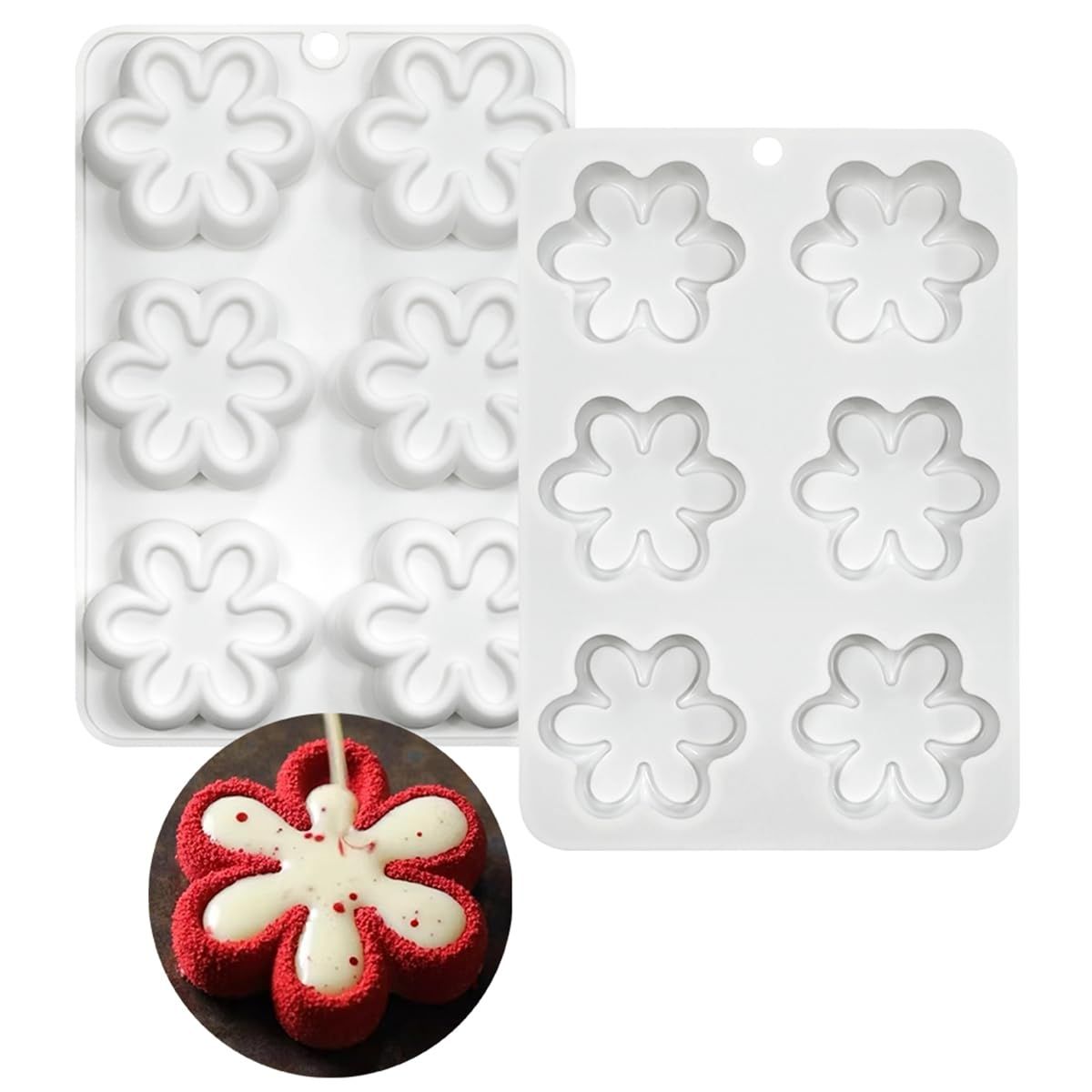 Silicone flower-shaped chocolate candy mold with baby and kid-friendly design, ideal for baking, ice cubes, and DIY crafts.