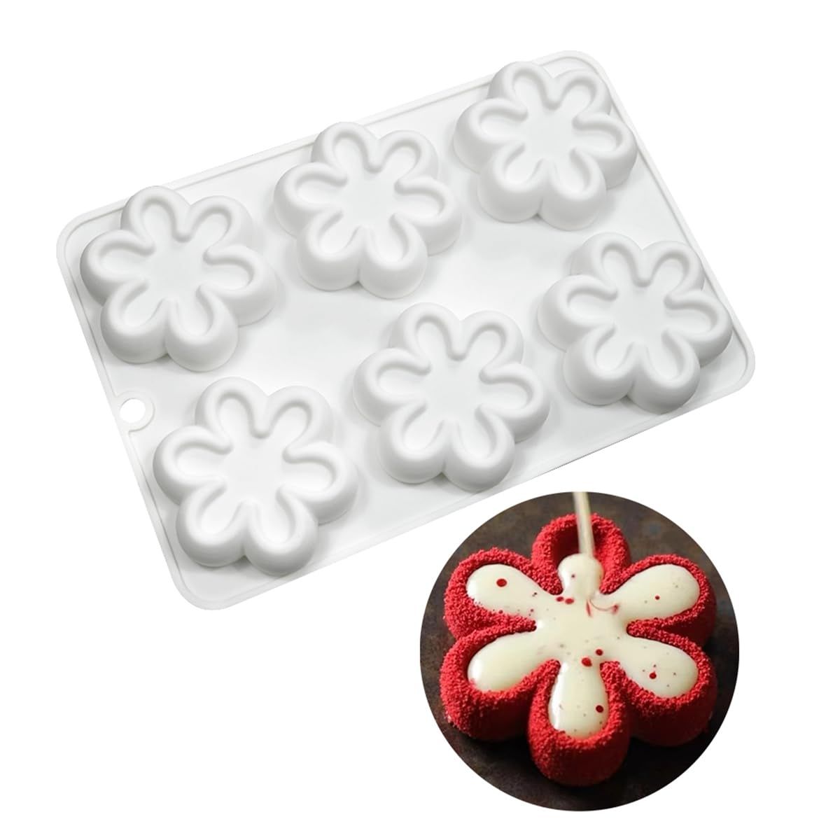 Silicone flower-shaped chocolate candy mold and ice cube tray for baking, DIY crafts, and party decorations, by Everything Baby.