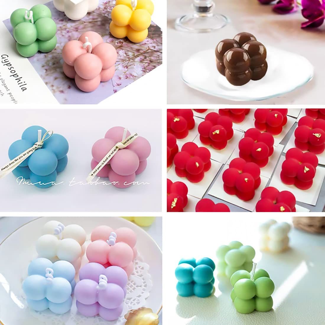 Silicando 15-in-1 silicone mold for handmade soy wax and resin candles, bubble cube and ball shapes for pretend play toys.