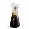 Acrylic water carafe with flip top lid, food grade, recyclable, shatterproof pitcher for water, iced tea, or juice.