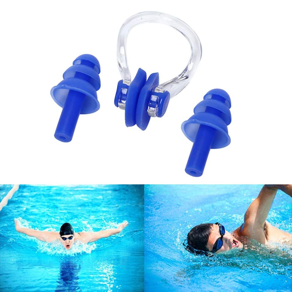 Silicone boxed nose clip and reusable earplugs set for children and adults, waterproof for swimming and showers, by Everything Baby.