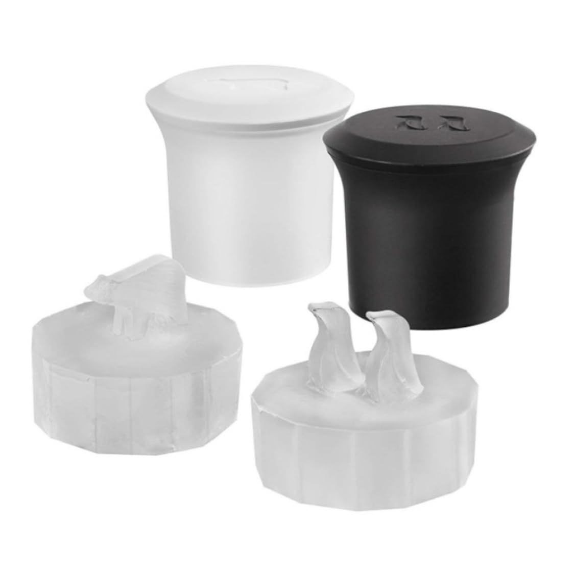 3D silicone ice cube trays with polar bear and penguin shapes for whiskey or pretend play, by Everything Baby.