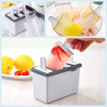 Reusable popsicle molds with four cavities for easy release, perfect for making homemade ice pops for kids.