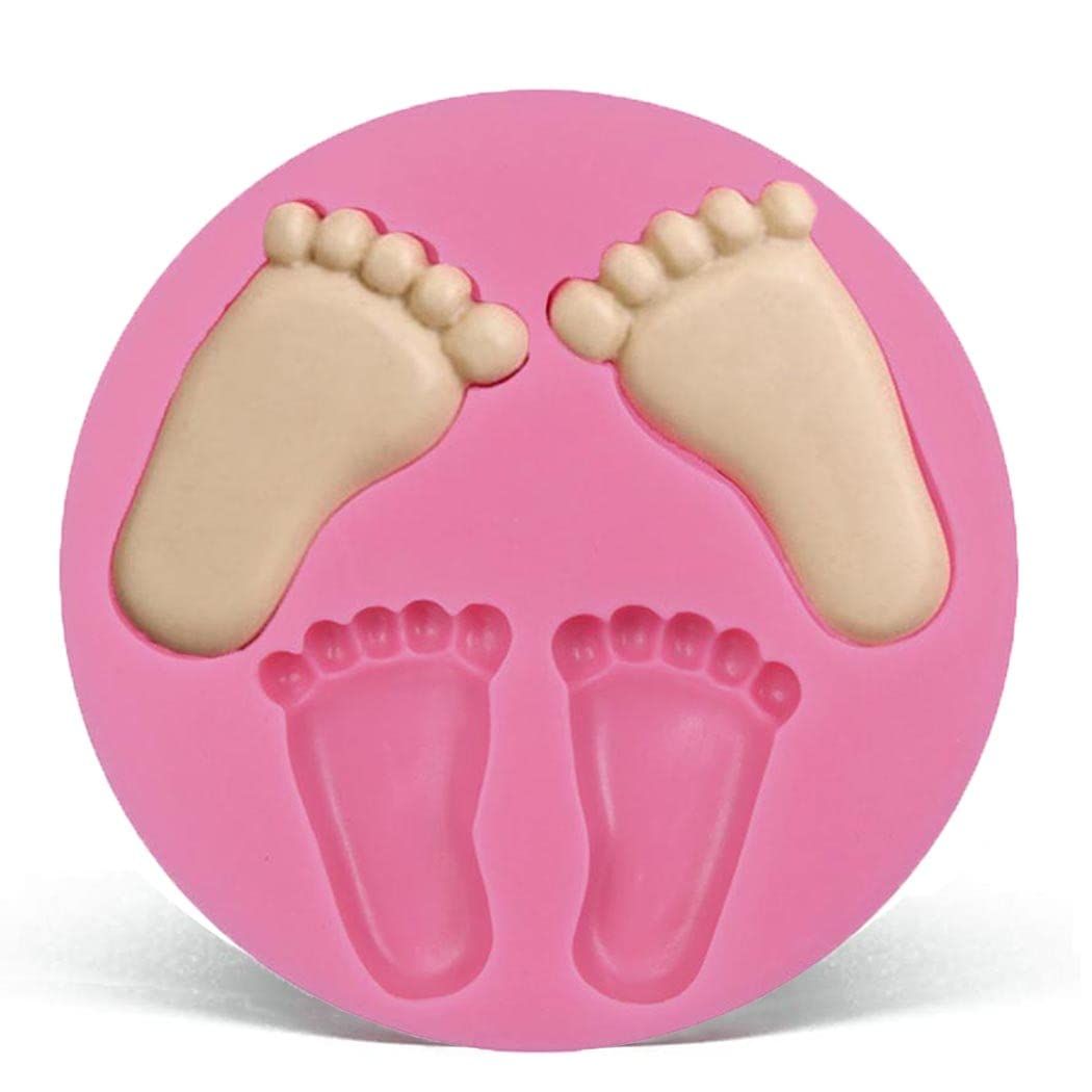 Chocolate sugarcraft soap clay feet mold for cake decoration, suitable for baby shower and birthday party cake decorating.