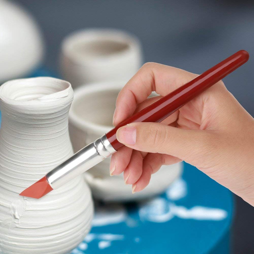 Set of 5 large red rubber tip silicone brushes for paint, sculpture, and pottery shaping, durable and child-safe art tools.