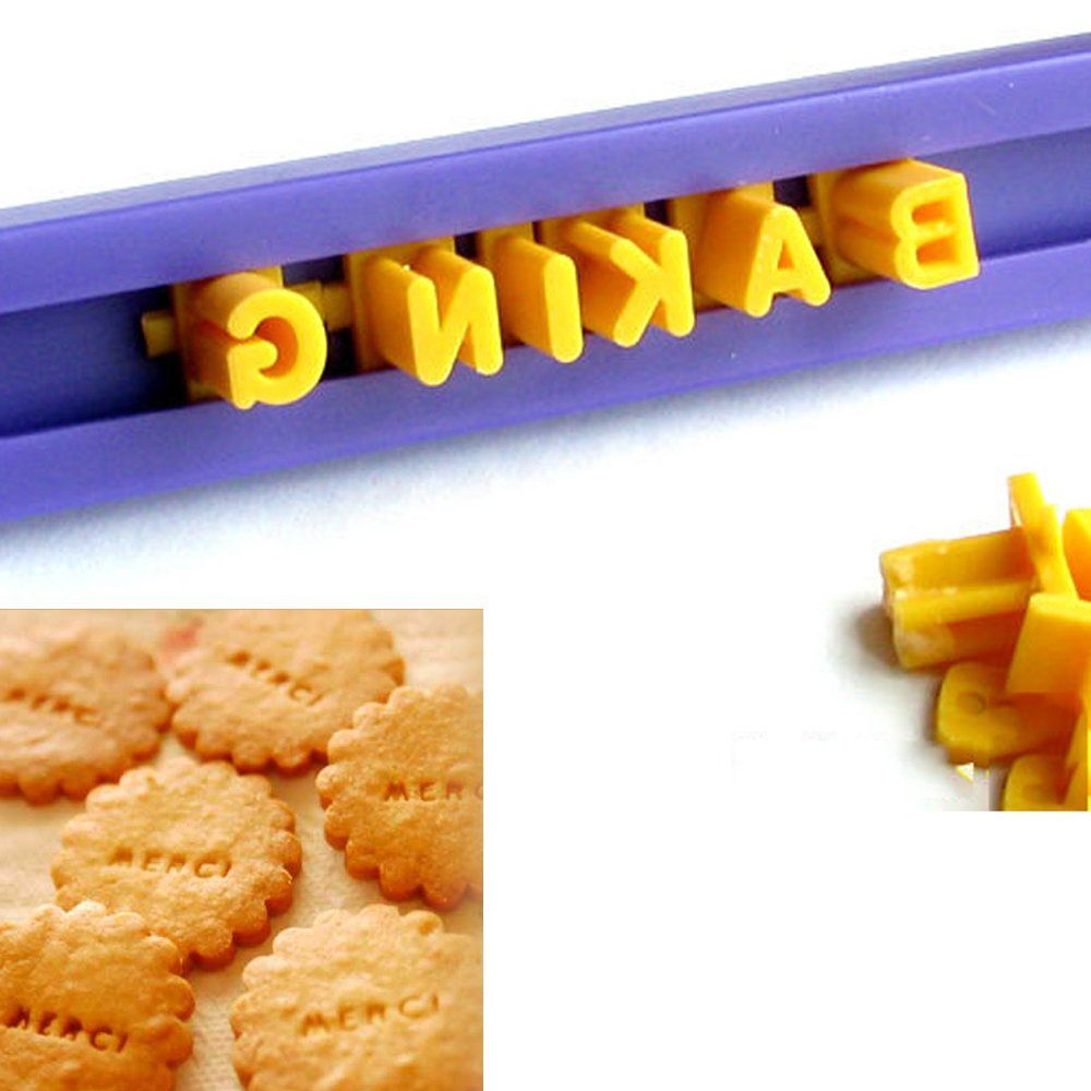 Food-grade cookie stamps with numbers and alphabet, easy to use for baking and decorating cookies and chocolates.
