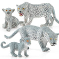 Four Wild Life Jungle Animal Model Figures set featuring snow leopards and forest animals for kids' pretend play and educational fun.