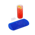 Blue and red Tiny Cavity Silicone Ice Cube Tray by Everything Baby, stackable, BPA-free mold for freezer and cocktail ice cubes.