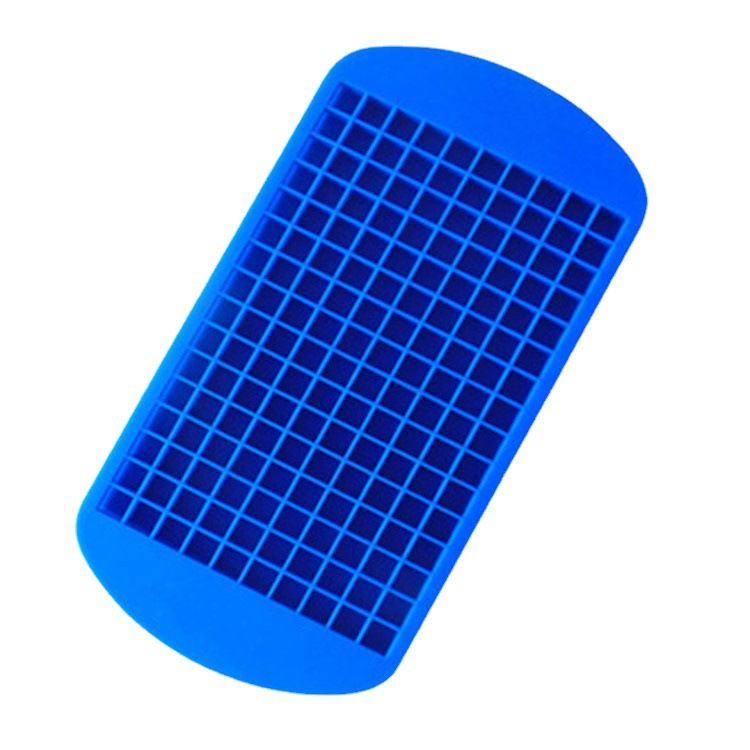 Blue and red Tiny Cavity silicone ice cube trays by Everything Baby, stackable small molds for freezing, BPA and odor free.