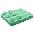 Two rose flower-shaped silicone ice cube molds with lids, reusable ice and ice cream maker tools for baby feeding and kitchen use.