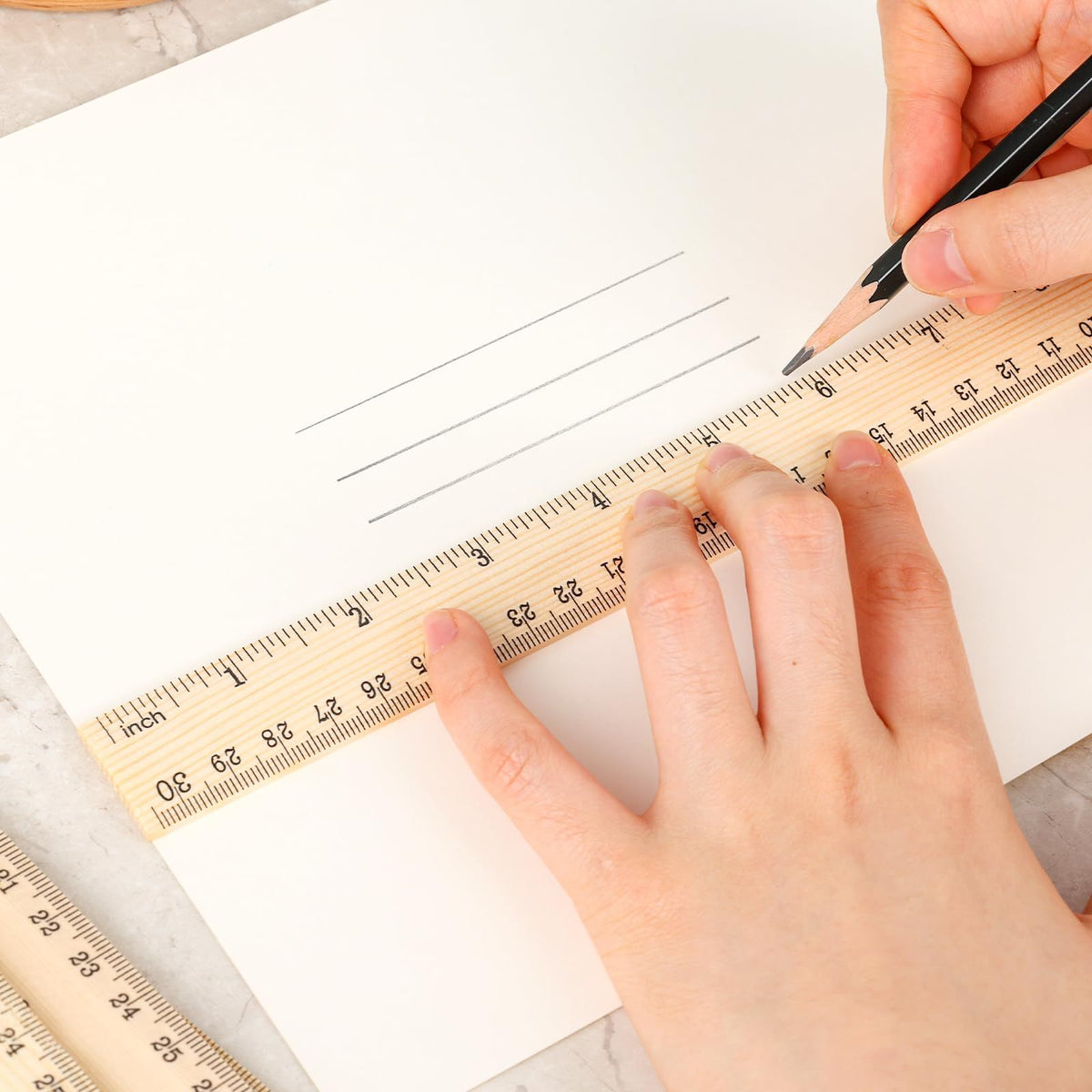 Wooden rulers bulk set with 12-inch/30cm measuring scales for kids, suitable for students and classroom use by Everything Baby.