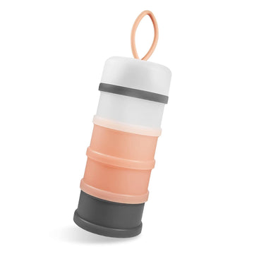 Portable baby formula dispenser from Everything Baby, stackable BPA-free container for on-the-go feeding and snacks.