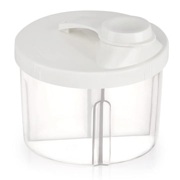 Everything Baby non-spill rotating four-compartment formula container for kids, with milk powder and snack compartments for travel.