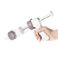 20pcs baby biscuit making and frosting set with press, frosting gun, and decorating tools for kids' baking and feeding activities.