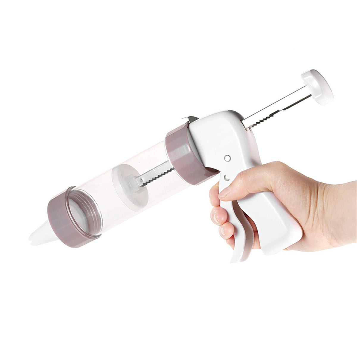 20pcs baby biscuit making and frosting set with press, frosting gun, and decorating tools for kids' baking and feeding activities.