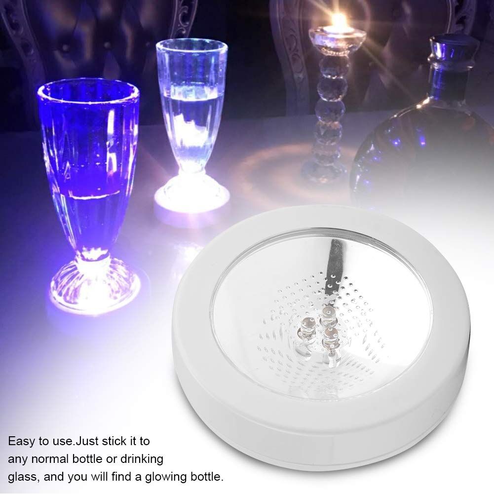 Round LED coaster glowing with vibrant light, designed for beer and wine glasses, perfect for parties and bar settings.