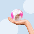 Plastic hamster exercise ball with 12cm diameter, suitable for hamsters, gerbils, and chinchillas, designed for fun and exercise.
