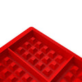 Red silicone waffle mold for baking, non-stick and dishwasher safe, ideal for cake, chocolate, and craft projects