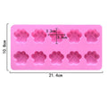 Pink silicone ice tray with mini animal paw print molds for cupcakes, chocolates, soap, or candles featuring dog and cat paw designs.