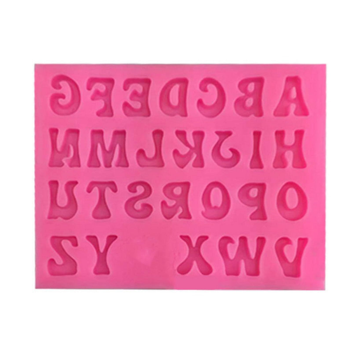 Silicone alphabet and number molds for baking, with 3D letter and number shapes for cake decorating and fondant crafting.