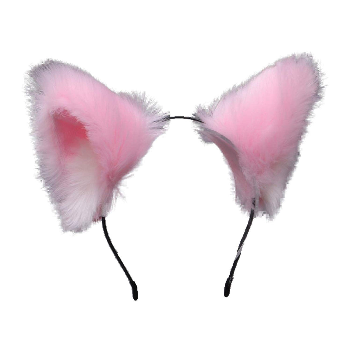 Cute fluffy cat ears headband with long fur for girls, perfect for cosplay and parties, styled as a playful hair accessory.