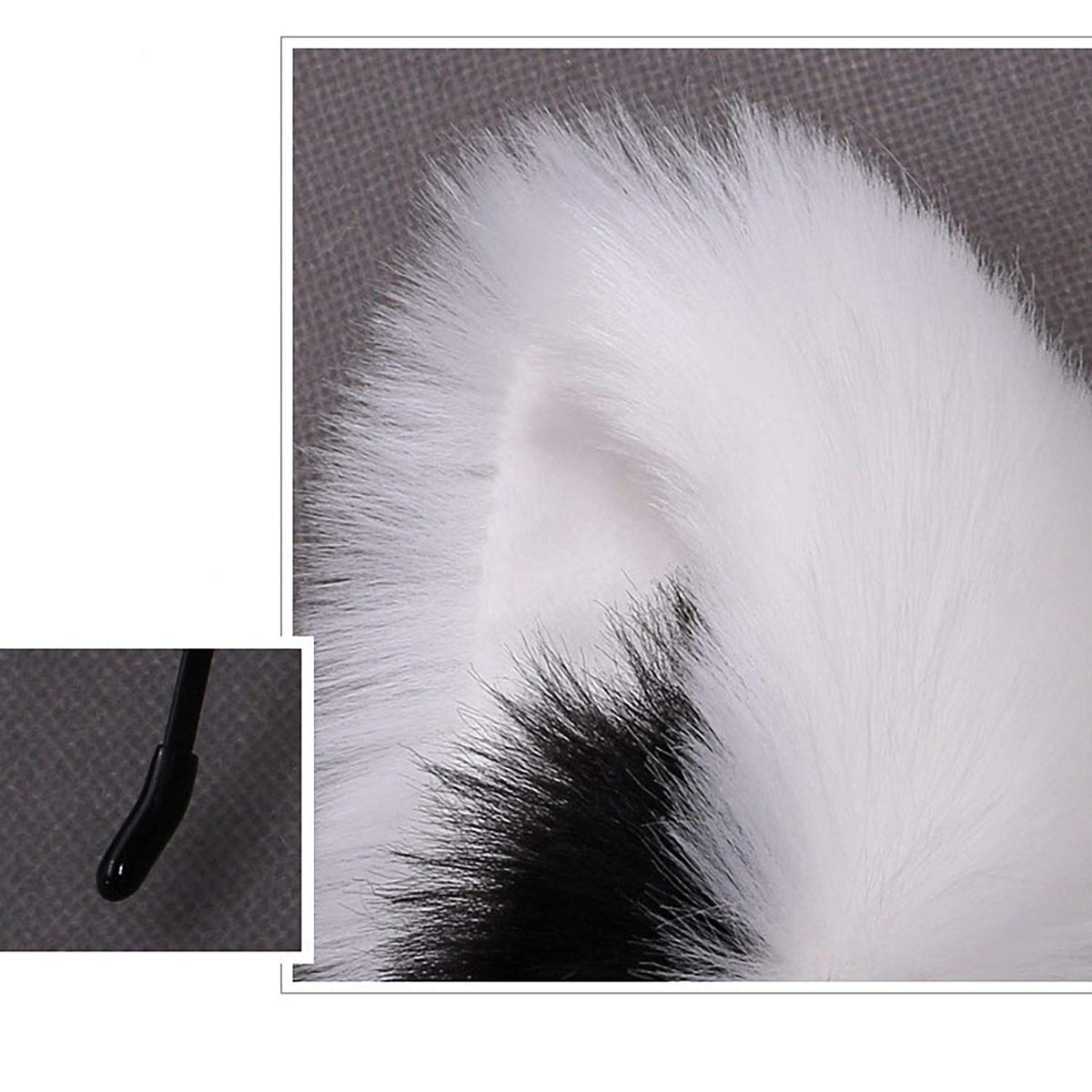 Cute fluffy girl cat ears headband with long fur, perfect for cosplay or parties, worn by a child or woman, from Everything Baby.