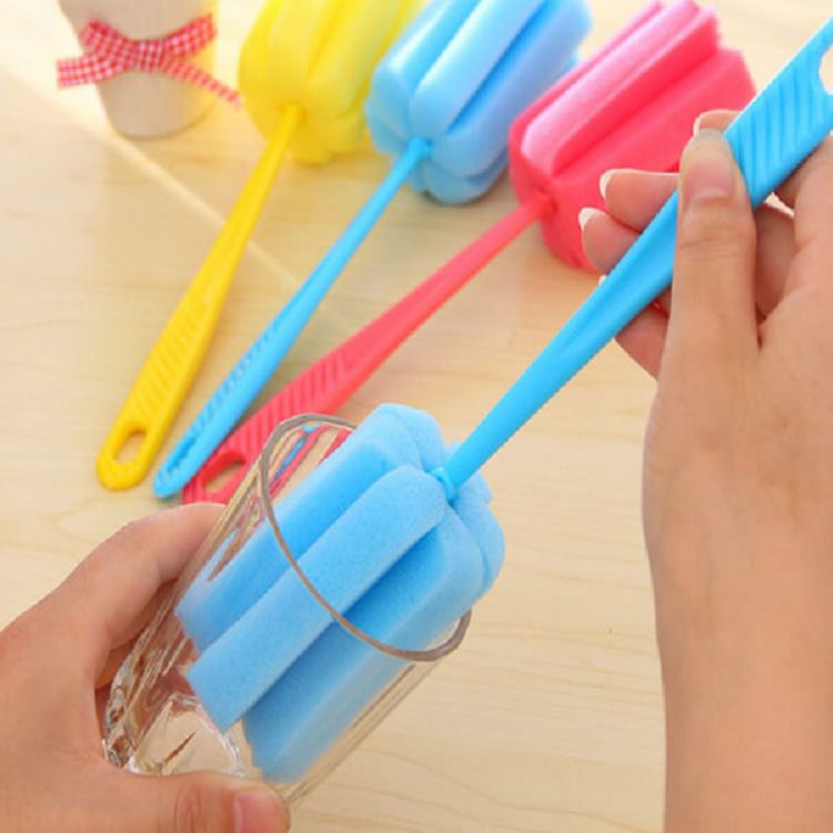 Three sponge vacuum cup cleaning brushes for baby bottles and thermos mugs, ideal for thorough cleaning, by Everything Baby.