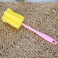 Set of three sponge vacuum cup cleaning brushes for baby bottles and thermos mugs, ideal for thorough cleaning.