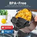 Clip-on silicone grip cooking strainer for pasta, vegetables, meat, and more, designed for easy use in baby and kids feeding.