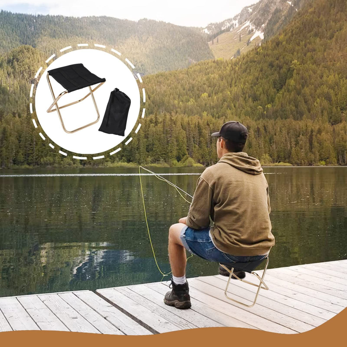 Lightweight folding camping stool by Everything Baby, portable outdoor chair suitable for fishing, hiking, gardening, and beach use.
