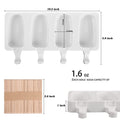 White silicone popsicle molds set with 50 wooden sticks for ice pops, cakesicles, and cake pops, ideal for kids' pretend play.