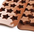 Set of four star-shaped silicone molds for chocolate, candy, and jelly, non-stick and ideal for baby and kids feeding treats.