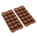 Set of four star-shaped silicone molds for candy, chocolate, jelly, and ice cubes, non-stick and ideal for kids' snacks.