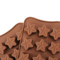 Set of four star-shaped silicone molds for chocolates, candies, jellies, and ice cubes, non-stick and perfect for baking.