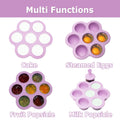 Colorful silicone popsicle molds with purple exterior and sticks, designed for DIY ice pops and baby food storage, by Everything Baby.