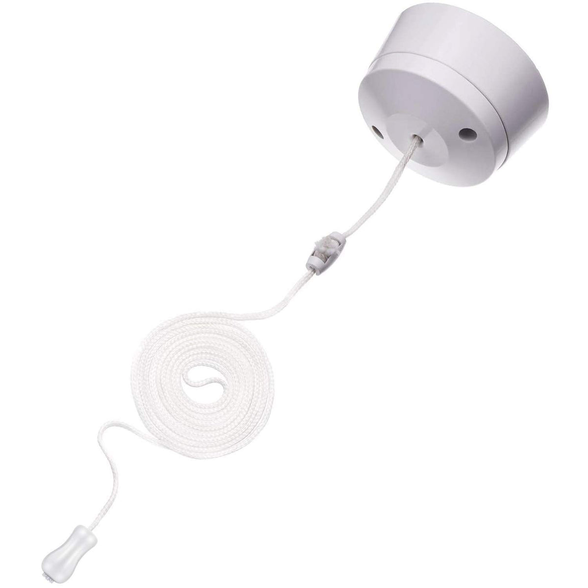 Set of 12 white wooden blind pull cord knobs with tassels, perfect for window blinds and children's toy building projects.