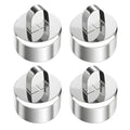 Set of four round sweet dessert molds with removable lids, ideal for baking and serving cakes and treats.