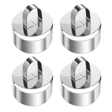 Set of four round sweet dessert molds with removable lids, ideal for baking and serving cakes and treats.