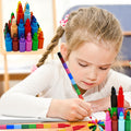 Set of 12 colorful stacking buildable crayons for kids, rainbow-themed art and drawing toy, from Everything Baby.