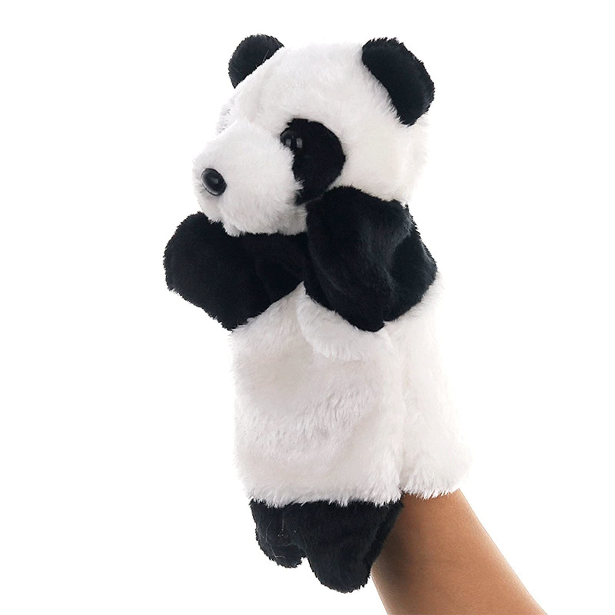 Cute plush panda hand puppet for kids, part of the Friends educational puppets collection by Everything Baby.